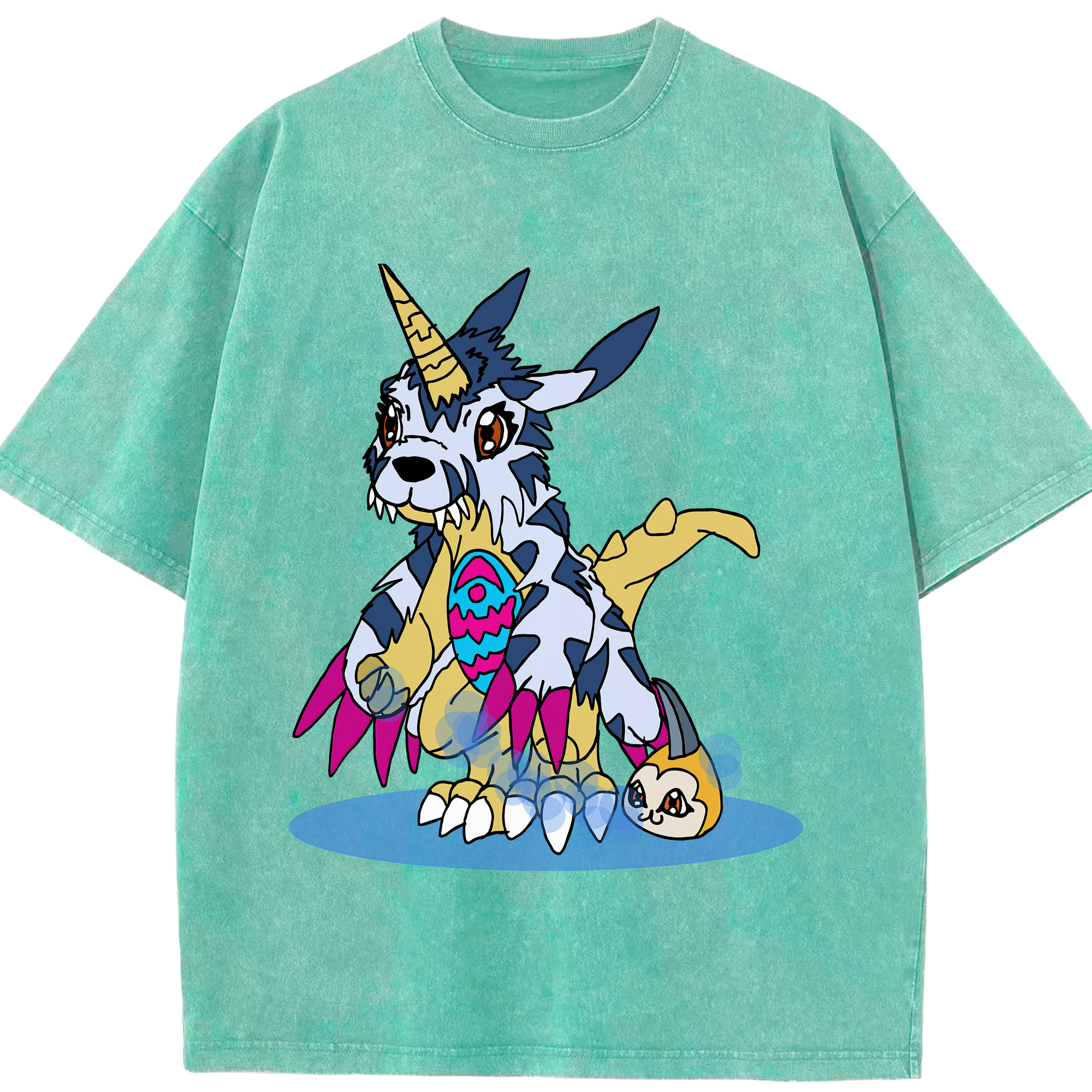 （画像用） Digimon デジタルモンスター/デジモン 綿100% ヴィンテージ風 半袖Tシャツ（フロントプリント）